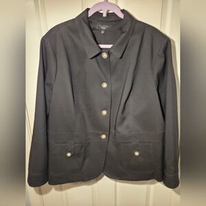Talbots Black Jacket 22W Plus Size Classic Stretch Career Blazer